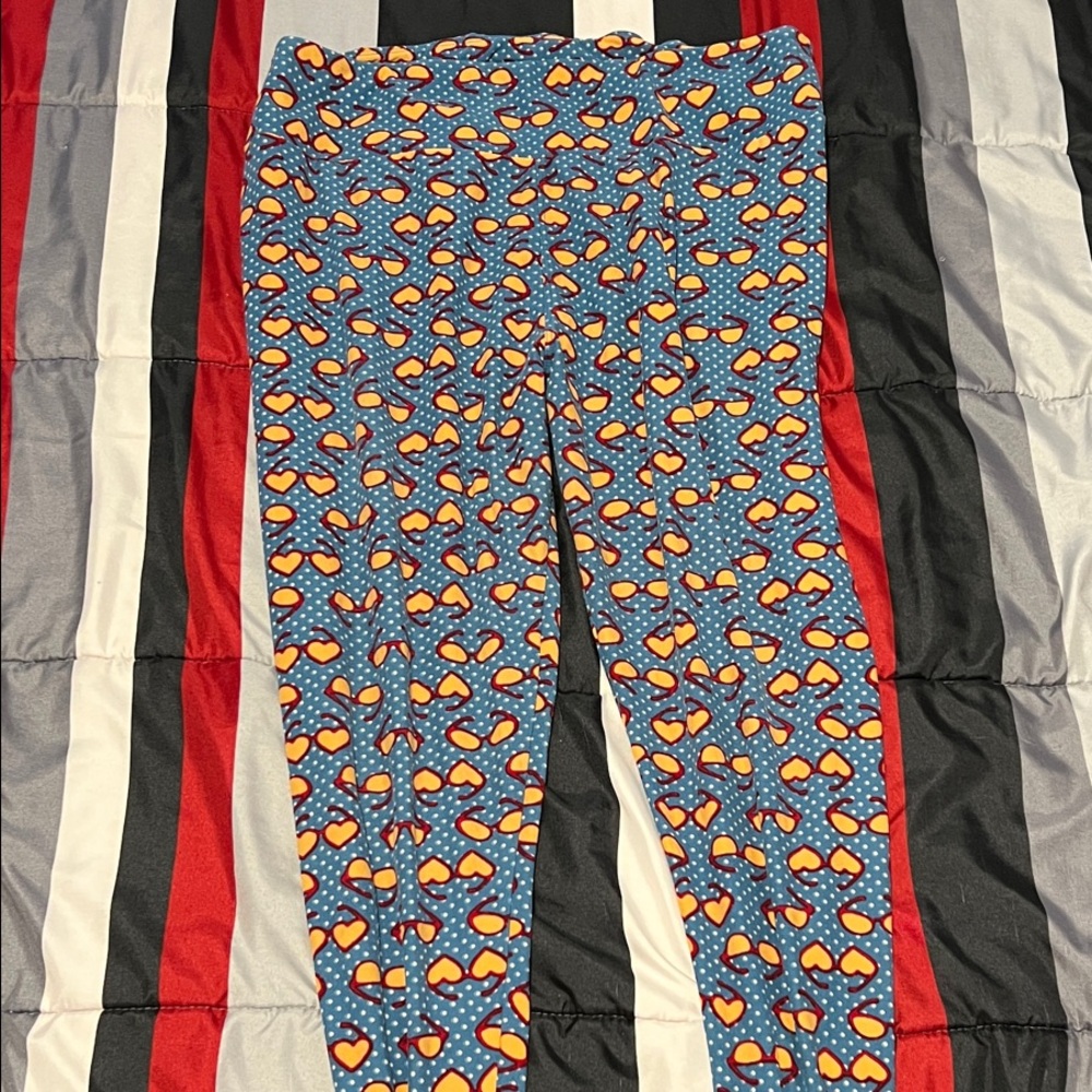 LuLaRoe TC Leggings with Blue and Orange Sunglasses Design - Picture 1 of 4